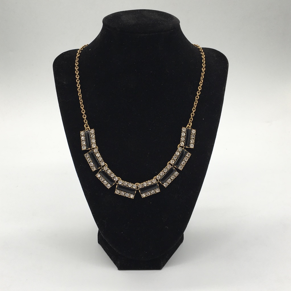 Nwt J Crew Factory BlackGold Rhinestone Necklace 20$